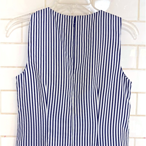 🍓Banana Republic double bow shift dress navy and silver vertical stripe size 0 - Picture 5 of 12